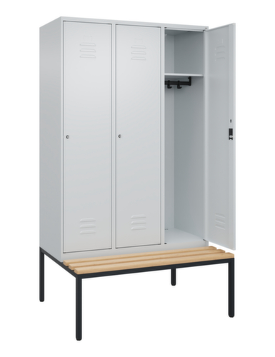 C+P Armoire vestiaire Classic Plus avec banc, largeur de compartiment 400 mm