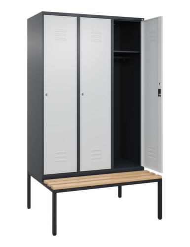 C+P Armoire vestiaire Classic Plus avec banc, largeur de compartiment 400 mm