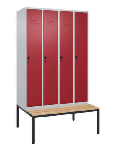 C+P Armoire vestiaire Classic Plus avec banc, largeur de compartiment 300 mm