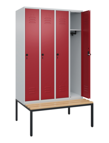 C+P Armoire vestiaire Classic Plus avec banc, largeur de compartiment 300 mm