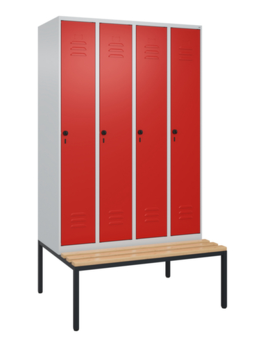 C+P Armoire vestiaire Classic Plus avec banc, largeur de compartiment 300 mm