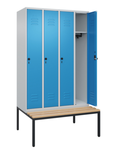 C+P Armoire vestiaire Classic Plus avec banc, largeur de compartiment 300 mm