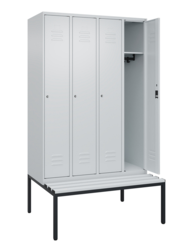 C+P Armoire vestiaire Classic Plus avec banc, largeur de compartiment 300 mm
