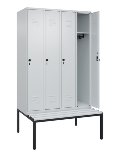 C+P Armoire vestiaire Classic Plus avec banc, largeur de compartiment 300 mm
