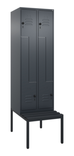 C+P Armoire vestiaire Z Classic Plus avec banc intégré, largeur de compartiment 300 mm