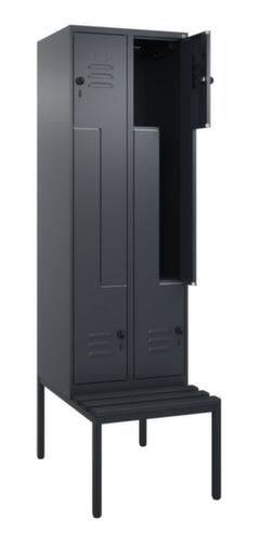C+P Armoire vestiaire Z Classic Plus avec banc intégré, largeur de compartiment 300 mm