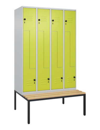 C+P Armoire vestiaire Z Classic Plus avec banc intégré, largeur de compartiment 300 mm