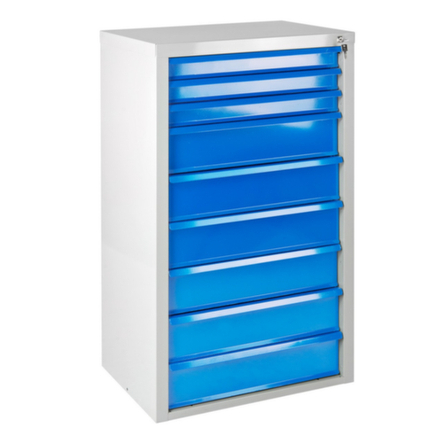 Armoire à tiroirs MAMMUT, 9 tiroir(s), RAL7035 gris clair/RAL 5012 bleu clair