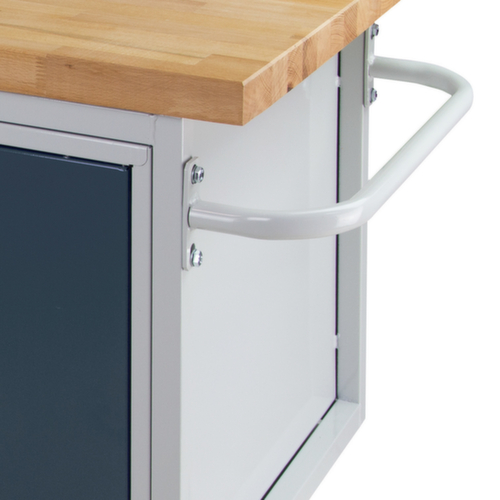 Établi mobile, 3 tiroirs, 1 armoire, 1 tablette, RAL7035 gris clair/RAL7016 gris anthracite