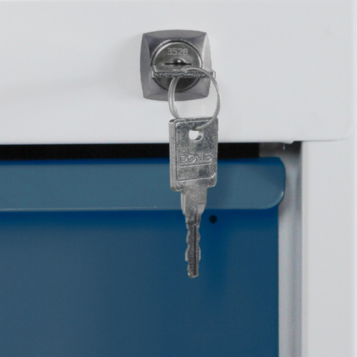 Établi mobile, 3 tiroirs, 1 armoire, 1 tablette, RAL7035 gris clair/RAL7016 gris anthracite