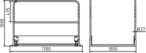 Schake Passerelle piétons avec plateforme en bois, longueur x largeur 1700 x 1000 mm