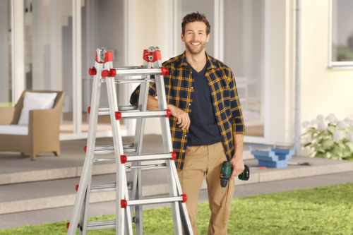 Hailo Combiné échelle-escabeau polyvalent M80, 4 x 4 échelons profilés