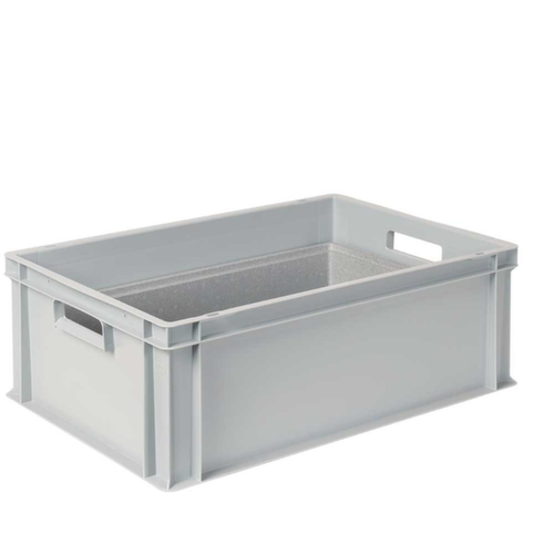 Bac gerbable norme Europe avec boîte isotherme, gris, capacité 44,5 l, couvercle indépendant pour boîte isotherme