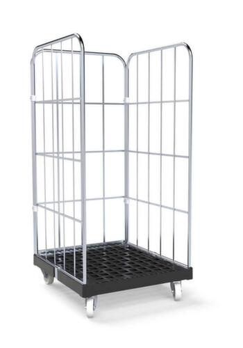 Bac sur roulettes BASICline avec 3 parois, force 500 kg, longueur x largeur 845 x 724 mm