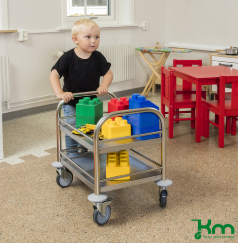 Kongamek Mini-chariot en acier inoxydable, force 80 kg, 2 plateaux