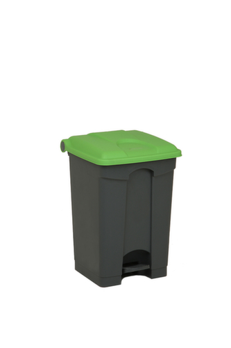 Poubelle à pédale, 45 l, gris, couvercle vert