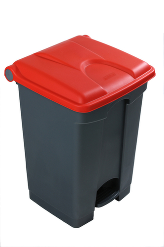Poubelle à pédale, 45 l, gris, couvercle rouge