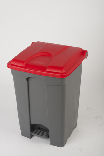 Poubelle à pédale, 45 l, gris, couvercle rouge
