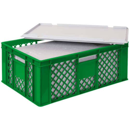 Bac gerbable norme Europe avec boîte isotherme, vert, capacité 43 l, couvercle indépendant pour boîte isotherme