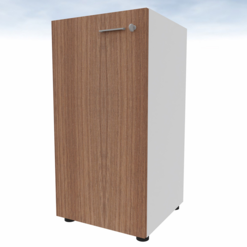 Quadrifoglio Armoire à portes battantes T45 avec porte battante, 2 hauteurs des classeurs, blanc/noyer