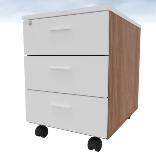 Quadrifoglio Caisson mobile T45 avec 3 tiroirs, 3 tiroir(s), noyer/blanc