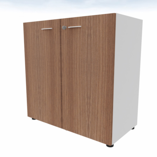 Quadrifoglio Armoire à portes battantes T45 avec double porte battante, 2 hauteurs des classeurs, blanc/noyer