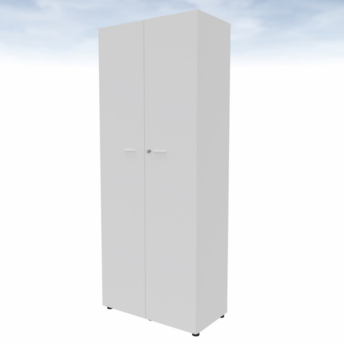 Quadrifoglio Armoire à portes battantes T45 avec double porte battante, 5 hauteurs des classeurs, blanc/blanc
