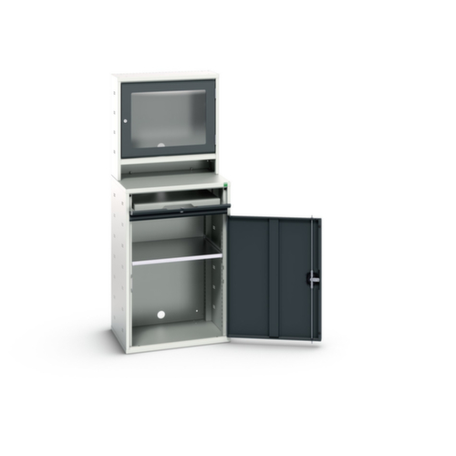 bott armoire informatique verso avec compartiment écran, RAL7035 gris clair/RAL7016 gris anthracite