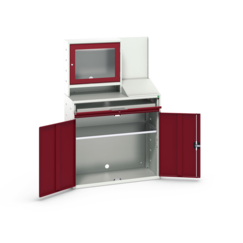 bott armoire informatique verso avec compartiment écran, RAL7035 gris clair/RAL3004 rouge pourpre