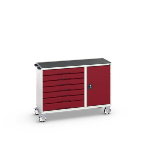 bott poste de travail mobile verso, 7 tiroirs, 1 armoire, RAL7035 gris clair/RAL3004 rouge pourpre