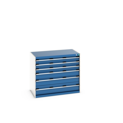 bott Armoire à tiroirs cubio surface de base 1050x650 mm, 6 tiroir(s), RAL7035 gris clair/RAL5010 bleu gentiane