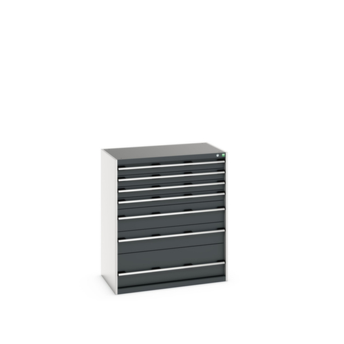 bott Armoire à tiroirs cubio surface de base 1050x650 mm, 7 tiroir(s), RAL7035 gris clair/RAL7016 gris anthracite