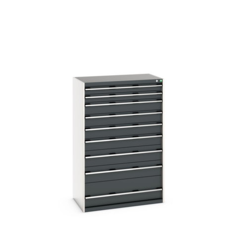 bott Armoire à tiroirs cubio surface de base 1050x650 mm, 9 tiroir(s), RAL7035 gris clair/RAL7016 gris anthracite