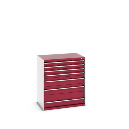 bott Armoire à tiroirs cubio surface de base 1050x750 mm, 7 tiroir(s), RAL7035 gris clair/RAL3004 rouge pourpre