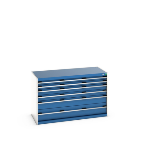 bott Armoire à tiroirs cubio surface de base 1300x650 mm, 6 tiroir(s), RAL7035 gris clair/RAL5010 bleu gentiane
