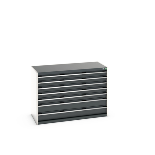 bott Armoire à tiroirs cubio surface de base 1300x650 mm, 7 tiroir(s), RAL7035 gris clair/RAL7016 gris anthracite