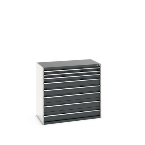 bott Armoire à tiroirs cubio surface de base 1300x750 mm, 8 tiroir(s), RAL7035 gris clair/RAL7016 gris anthracite