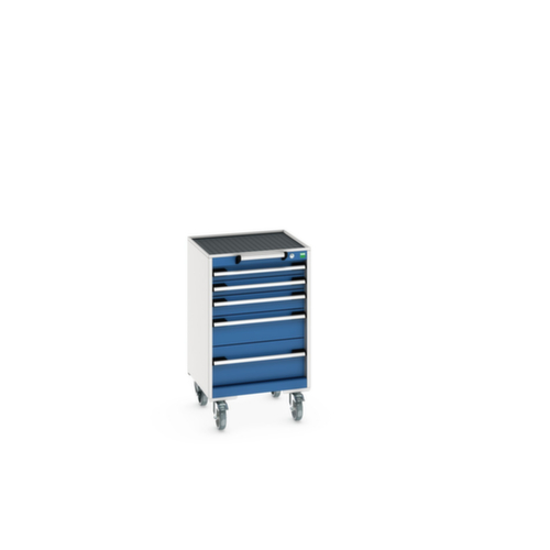 bott Armoire à tiroirs mobile cubio, 5 tiroir(s), RAL7035 gris clair/RAL5010 bleu gentiane