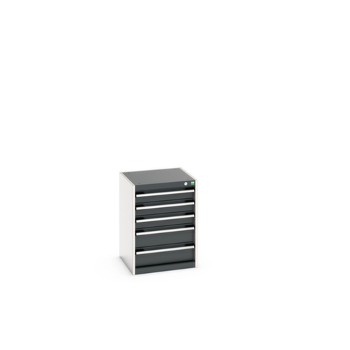 bott Armoire à tiroirs cubio surface de base 525x525 mm, 5 tiroir(s), RAL7035 gris clair/RAL7016 gris anthracite