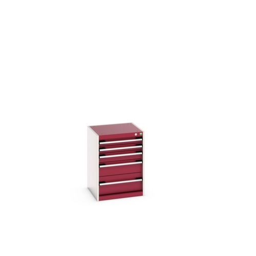 bott Armoire à tiroirs cubio surface de base 525x525 mm, 5 tiroir(s), RAL7035 gris clair/RAL3004 rouge pourpre