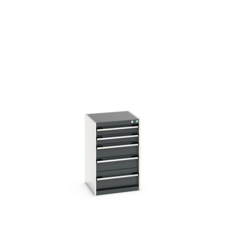 bott Armoire à tiroirs cubio surface de base 525x525 mm, 5 tiroir(s), RAL7035 gris clair/RAL7016 gris anthracite