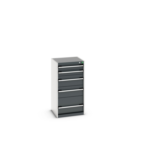 bott Armoire à tiroirs cubio surface de base 525x525 mm, 5 tiroir(s), RAL7035 gris clair/RAL7016 gris anthracite