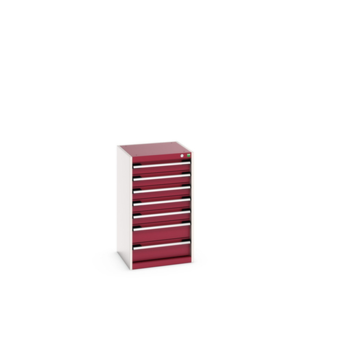 bott Armoire à tiroirs cubio surface de base 525x525 mm, 7 tiroir(s), RAL7035 gris clair/RAL3004 rouge pourpre