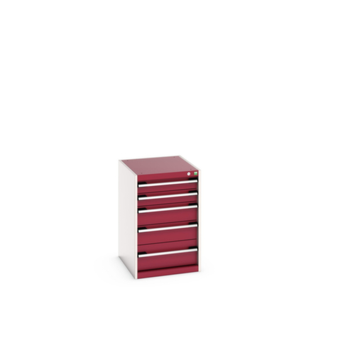 bott Armoire à tiroirs cubio surface de base 525x650 mm, 5 tiroir(s), RAL7035 gris clair/RAL3004 rouge pourpre