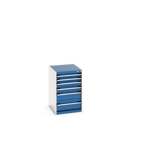 bott Armoire à tiroirs cubio surface de base 525x650 mm, 6 tiroir(s), RAL7035 gris clair/RAL5010 bleu gentiane