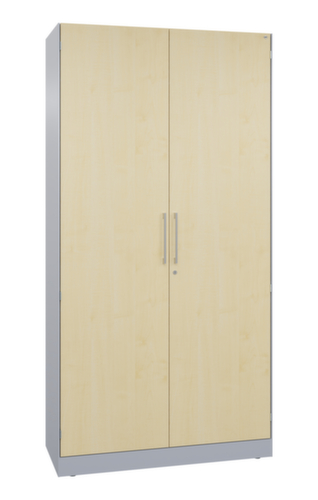 C+P Armoire à portes battantes Asisto, 5 hauteurs des classeurs, RAL9006 aluminium blanc/érable