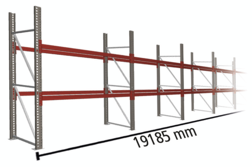 META Rayonnage à palettes MULTIPAL pour 60 palettes, largeur 19185 mm, 3 niveaux de stockage