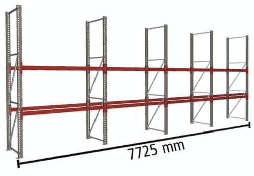 META Rayonnage à palettes MULTIPAL pour 24 palettes, largeur 7725 mm, 3 niveaux de stockage