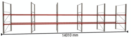 META Rayonnage à palettes MULTIPAL pour 45 palettes, largeur 14010 mm, 3 niveaux de stockage