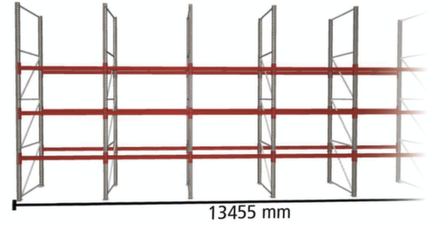META Rayonnage à palettes MULTIPAL pour 56 palettes, largeur 13455 mm, 4 niveaux de stockage